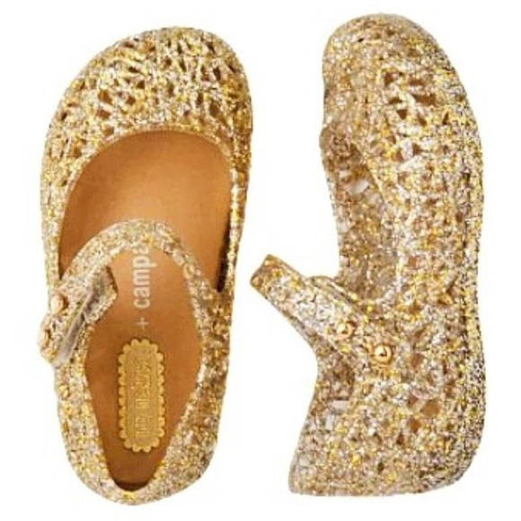 Mini Melissa Toddler Campana Zig Zag Gold Shoes 5 infant - Picture 1 of 5